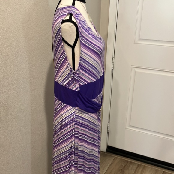 Nina Leonard stripped purple’s colors midi sleeveless dress NWOT C1 - Picture 3 of 6